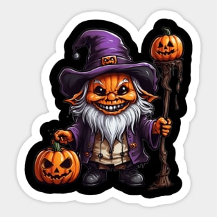 Crochet Spooky Scary Witchy Garden Halloween Gnome Pumpkin Decoration Sticker